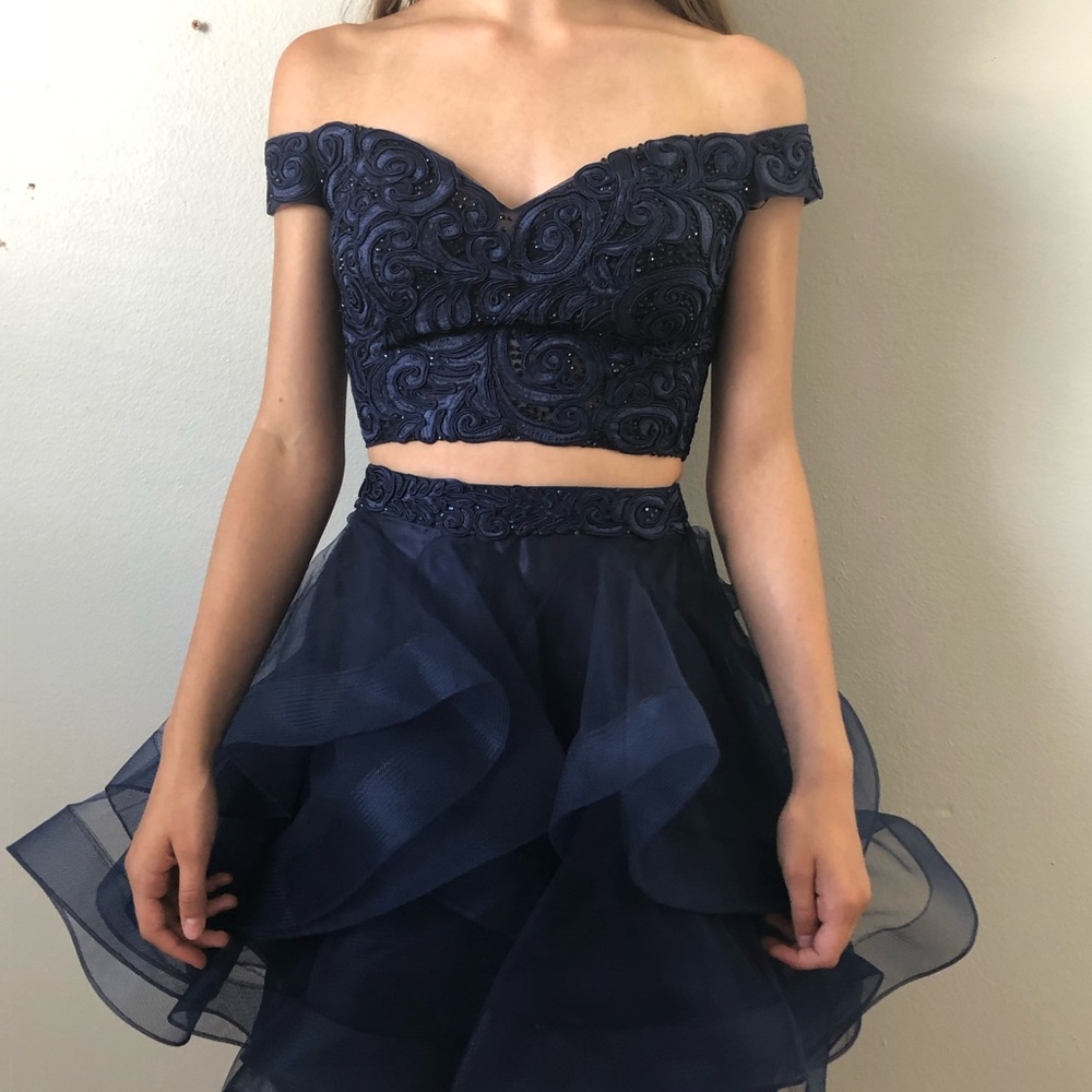 Navy Blue two piece homecoming dress (sz 00)